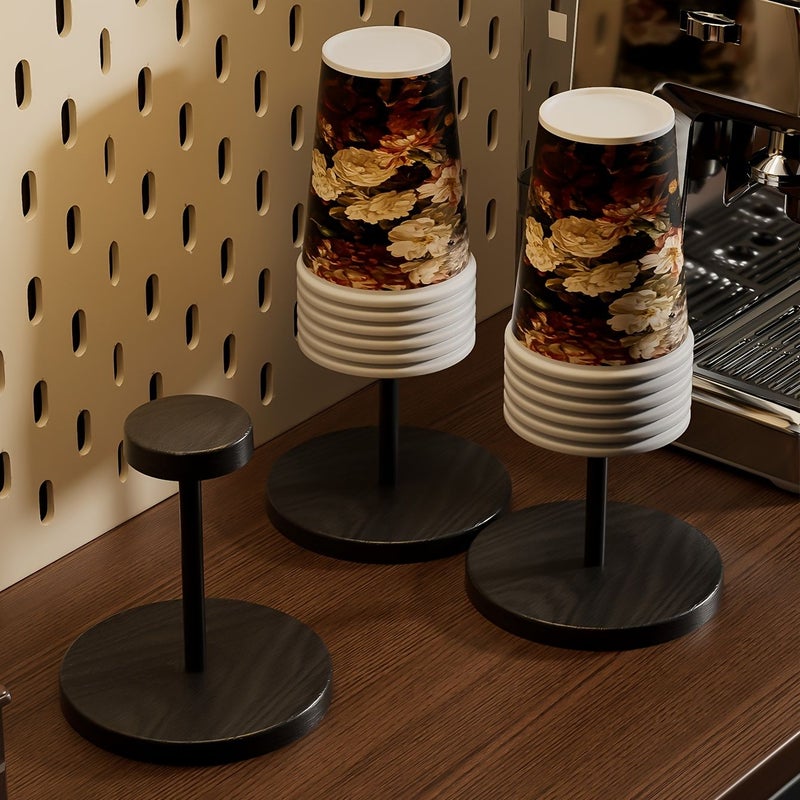 Walnut Color Cup Holder For Coffee Tea Water Cups Desktop Paper Cup Storage Rack - Image 4
