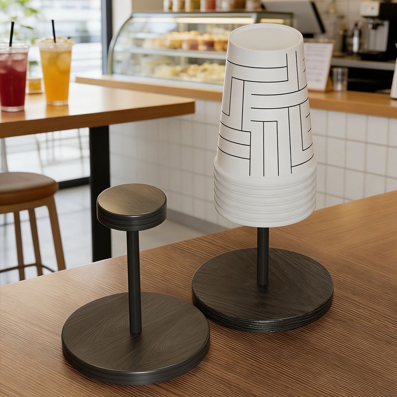 Walnut Color Cup Holder For Coffee Tea Water Cups Desktop Paper Cup Storage Rack - Image 5