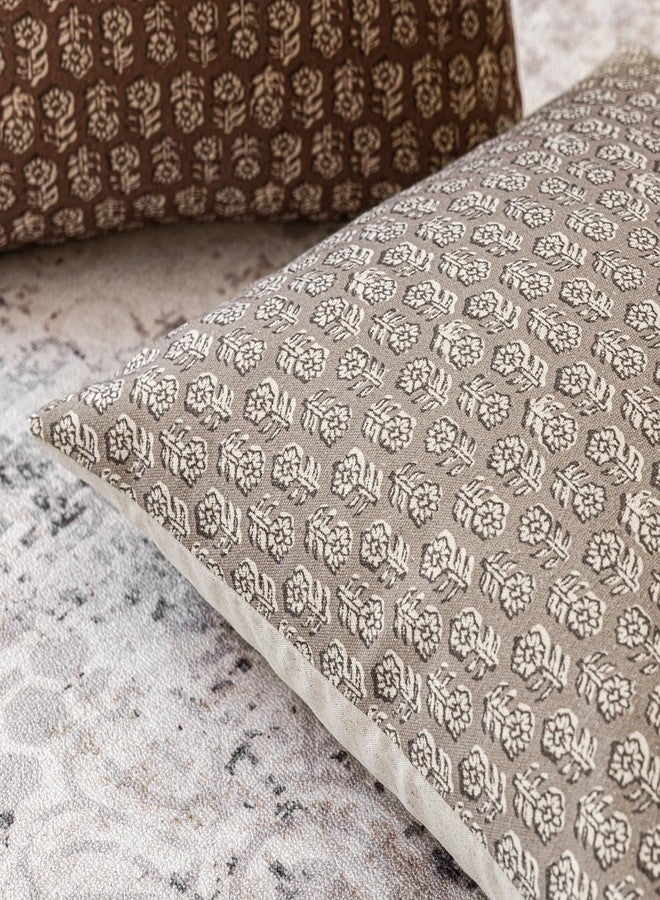 Foindtower Set of 2 Decorative Vintage Floral Print Throw Pillow Covers Neutral Modern Farmhouse Cushion Covers Boho Home Decor for Sofa Couch Chair Bedroom Living Room,22×22 Inch,Tan Taupe - Image 3
