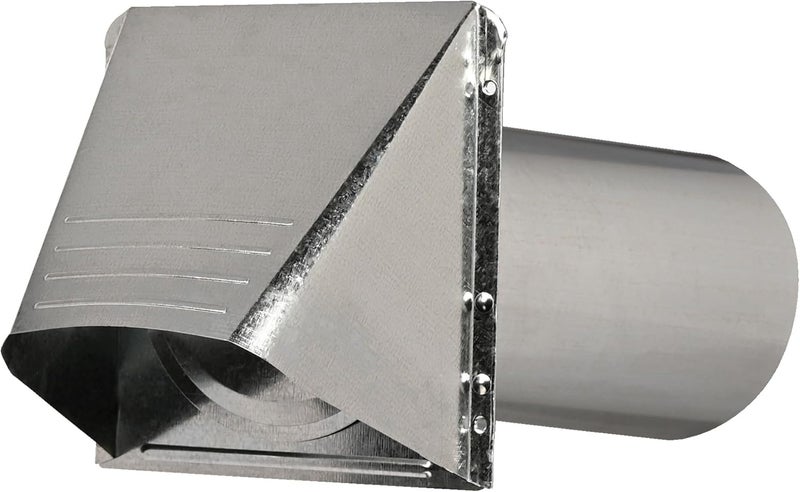 Deflecto Dryer Vent Wide Mouth Galvanized Vent Hood with Pipe Silver 4 GVH4NR  GRAY - Image 2
