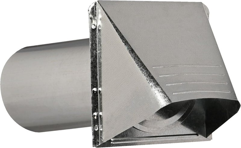 Deflecto Dryer Vent Wide Mouth Galvanized Vent Hood with Pipe Silver 4 GVH4NR  GRAY - Image 3