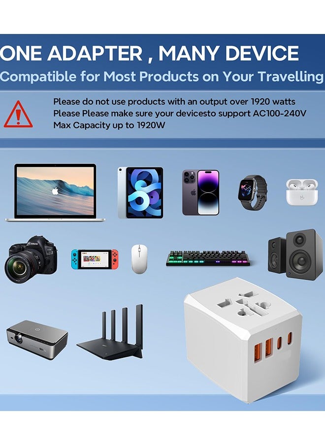 Generic Universal Travel Adapter Worldwide with 2 USB C and 2 USB A Ports, 30W Universal Plug Adaptor UK to World, International Travel Adapter for Multi Countries EU, USA, UK, Australia, Thailand etc (White)  - Image 4