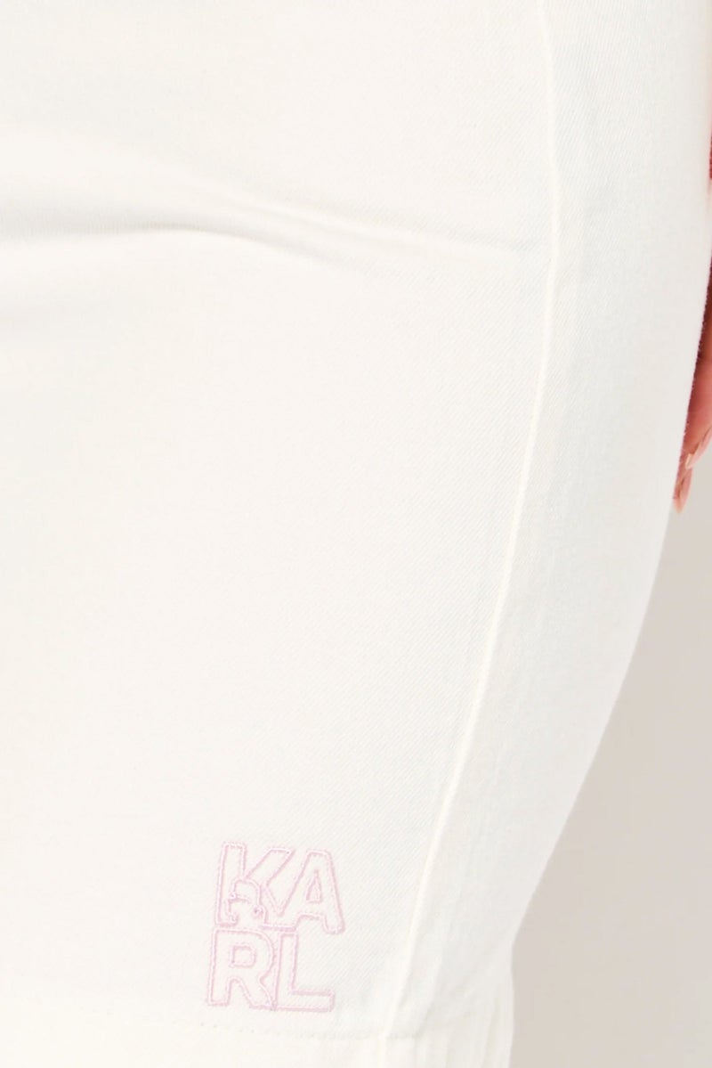 Karl Lagerfeld Women Plain Mini Denim Skirt, Off White - Image 5