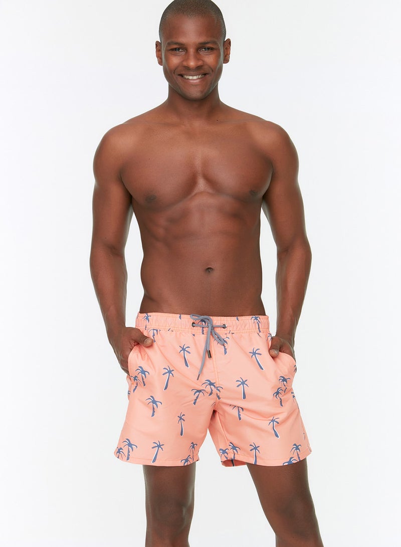 trendyol Tropical Printed Salmon Swimsuit - Standard Size Swim Shorts TMNSS21DS0021 - Image 3
