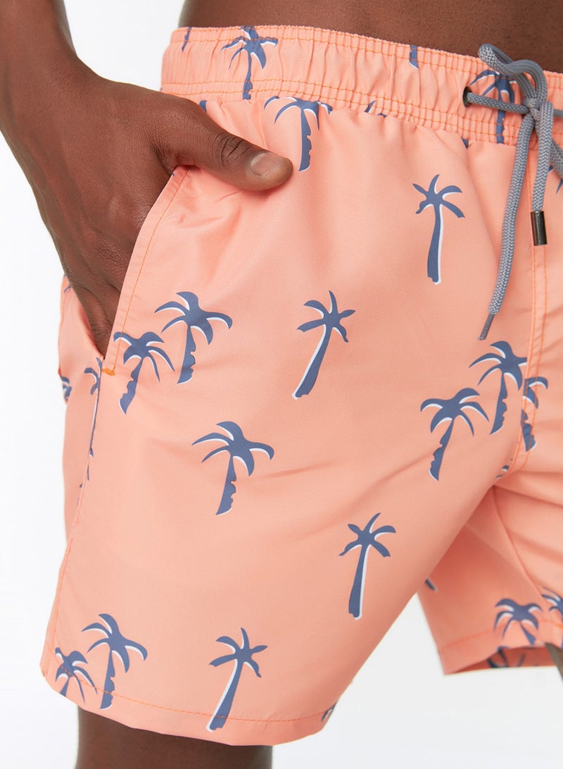 trendyol Tropical Printed Salmon Swimsuit - Standard Size Swim Shorts TMNSS21DS0021 - Image 2