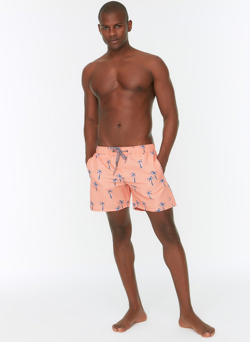 trendyol Tropical Printed Salmon Swimsuit - Standard Size Swim Shorts TMNSS21DS0021 - Image 1