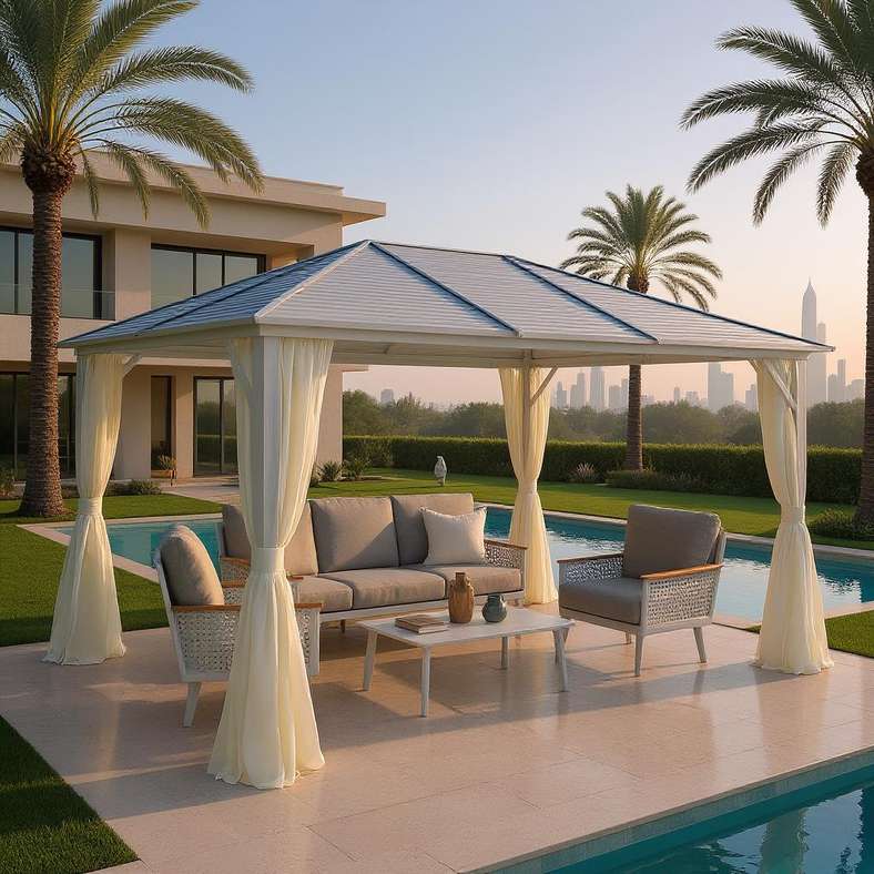 Pan Home كشك أبيض للمعيشة في الهواء الطلق - Image 1