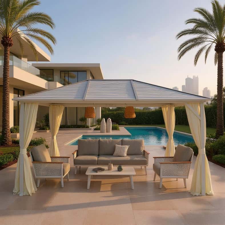 Pan Home كشك أبيض للمعيشة في الهواء الطلق - Image 4