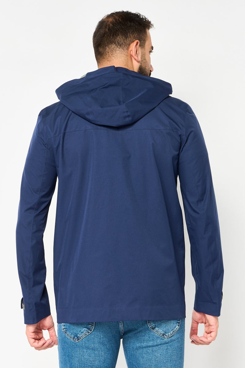 GEOX جاكيت واقي من الرياح بغطاء رأس للرجال، Navy - Image 2