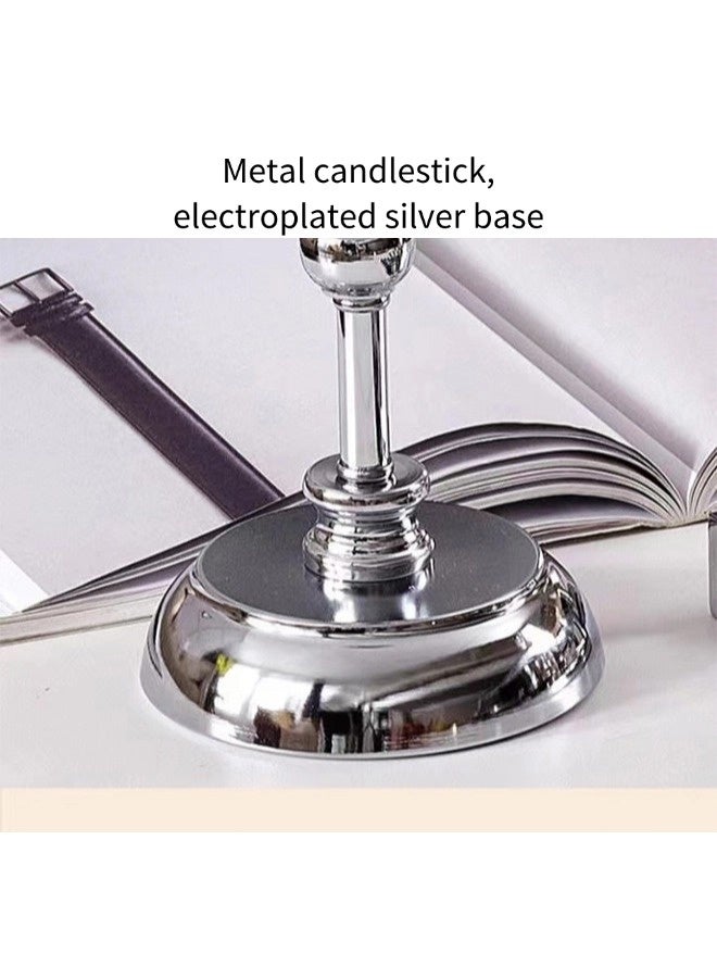 Vixplorn Candle Holders, 3-piece silver candlestick set, candlestick with glass cover, windproof candlestick, suitable for living room, dining room and bedroom, suitable for parties, dinner, celebration and other activities - Image 5