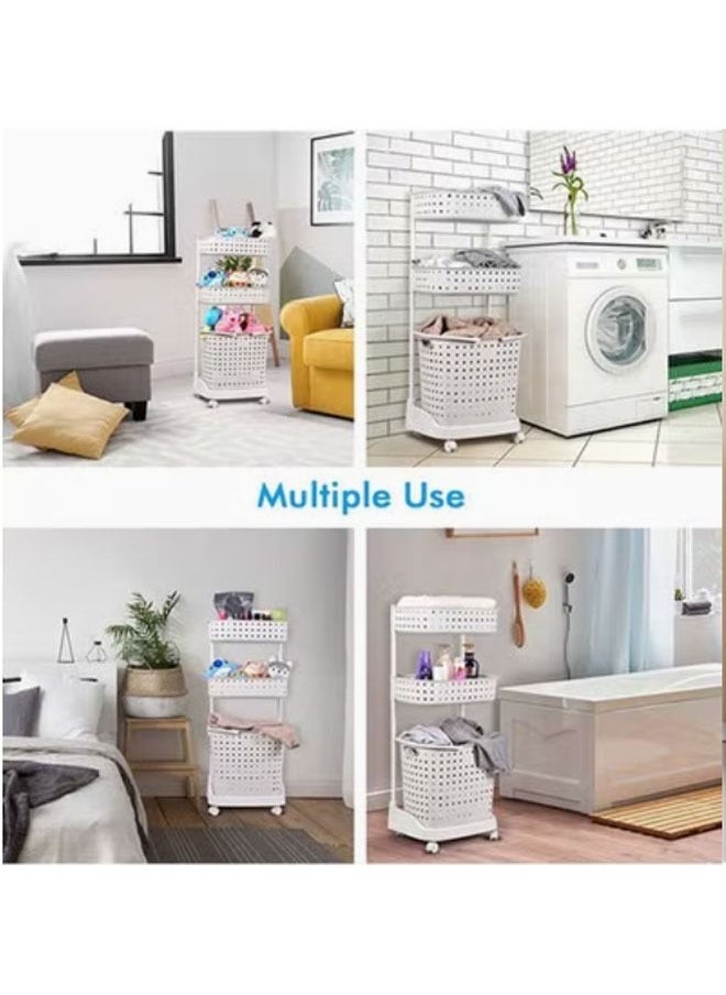 NKX - 3-Tier Laundry Basket with Rolling Wheels - Image 1