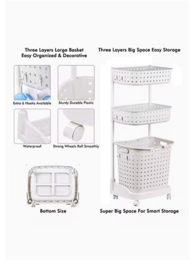 NKX - 3-Tier Laundry Basket with Rolling Wheels - Image 1