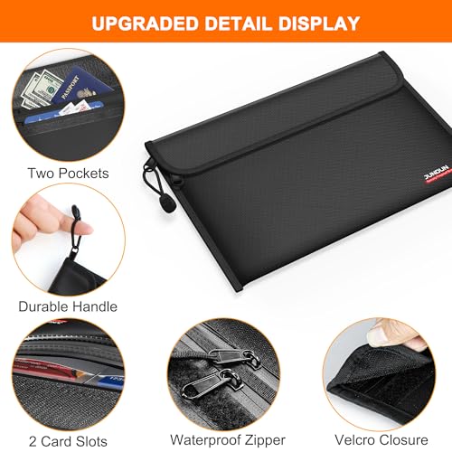JUNDUN 6400℉ Fireproof Money Bag,8.6”x 5.9” Dual Zippers Fireproof Money Bag for Cash,12 Layer Heat Insulated Small Fireproof Envelope Pouch for Money,Cash,Card and Passport,Pack of 2 - Image 5