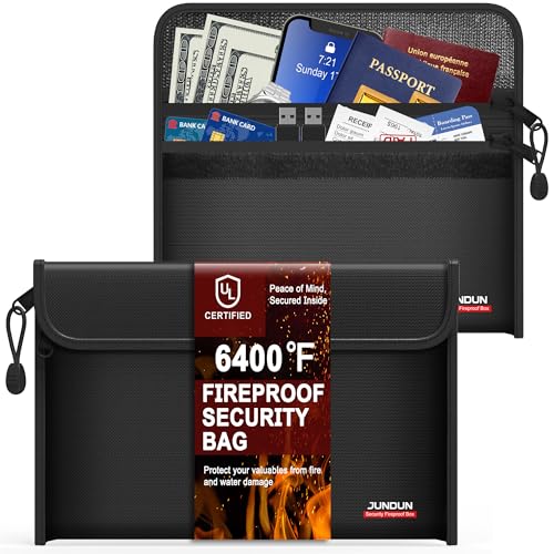 JUNDUN 6400℉ Fireproof Money Bag,8.6”x 5.9” Dual Zippers Fireproof Money Bag for Cash,12 Layer Heat Insulated Small Fireproof Envelope Pouch for Money,Cash,Card and Passport,Pack of 2 - Image 1