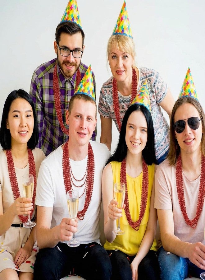Rigrig 150PCS Mardi Gras Beads, Mardi Gras Necklaces Bulk - 33" Red Beads Necklaces for Party Decorations Christmas Parade Throws, Holiday Decorations & Women Men Party Costume Accessories - Image 4