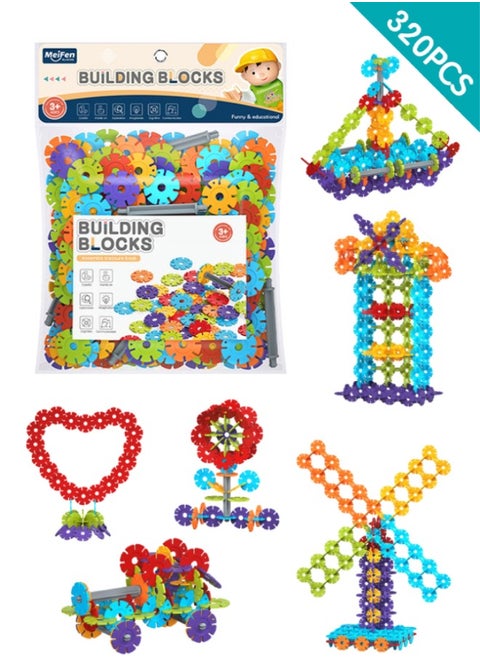 320 Piece Interlocking Plastic Disc Construction Building Toy, Stacking Blocks for Creative Building, Educational STEM Learning, Construction Block Play for Kids, Teens, Adults, Boys, and Girls