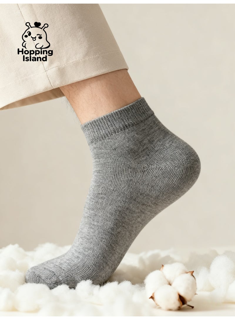 ​جَزِيرَةُ الْقَفَزَاتِ جوارب رجالية 10 أزواج من جوارب الكاحل خفيفة الوزن ومريحة للاستخدام اليومي من القطن باللون الرمادي [HI] - Image 3