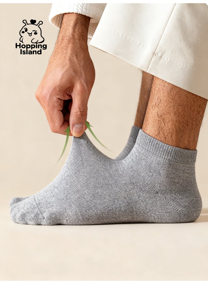 ​جَزِيرَةُ الْقَفَزَاتِ جوارب رجالية 10 أزواج من جوارب الكاحل خفيفة الوزن ومريحة للاستخدام اليومي من القطن باللون الرمادي [HI] - Image 4
