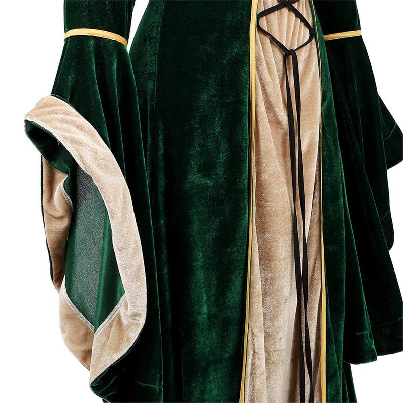 Kranchungel Renaissance Medieval Costume Dress: Women Renaissance Irish Wench Peasant Dress for Ren Faire Themed Parties Green Medium - Image 4