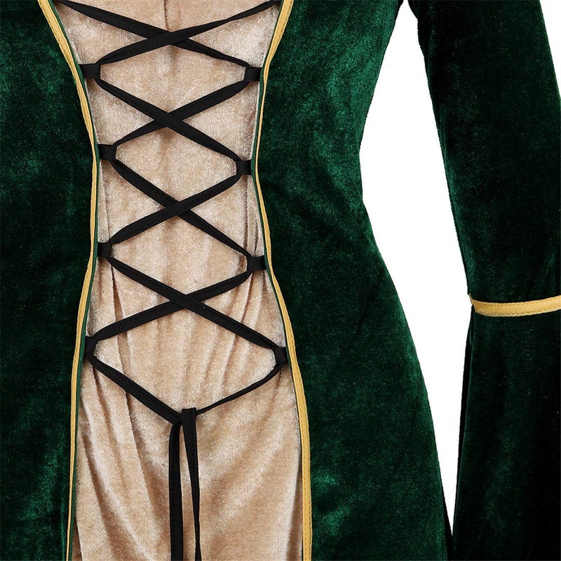 Kranchungel Renaissance Medieval Costume Dress: Women Renaissance Irish Wench Peasant Dress for Ren Faire Themed Parties Green Medium - Image 5