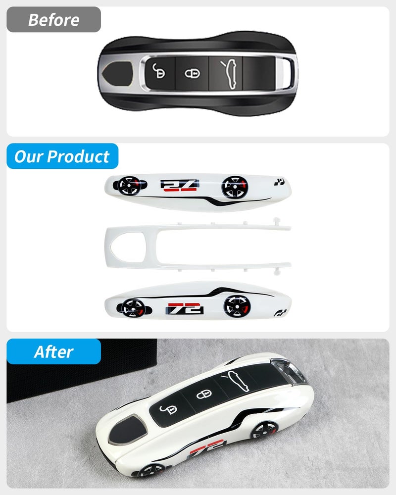 LIMBQS Car Key Protection Keychain, Key Cover for Porsche Panamera 911 Cayenne Taycan (New White) - Image 5