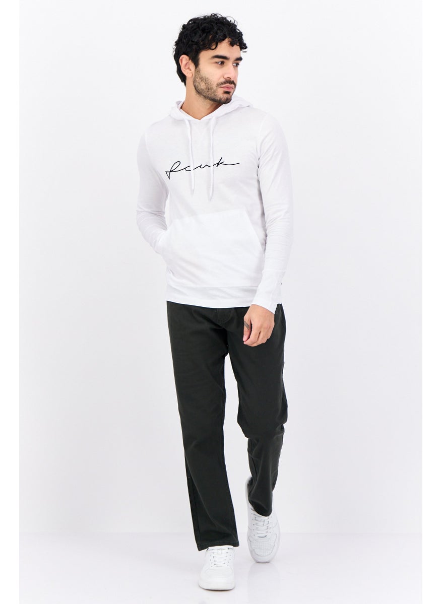 French Connection Men Hooded Embroidered Logo Long Sleeve Sweatshirt, White  - Image 4