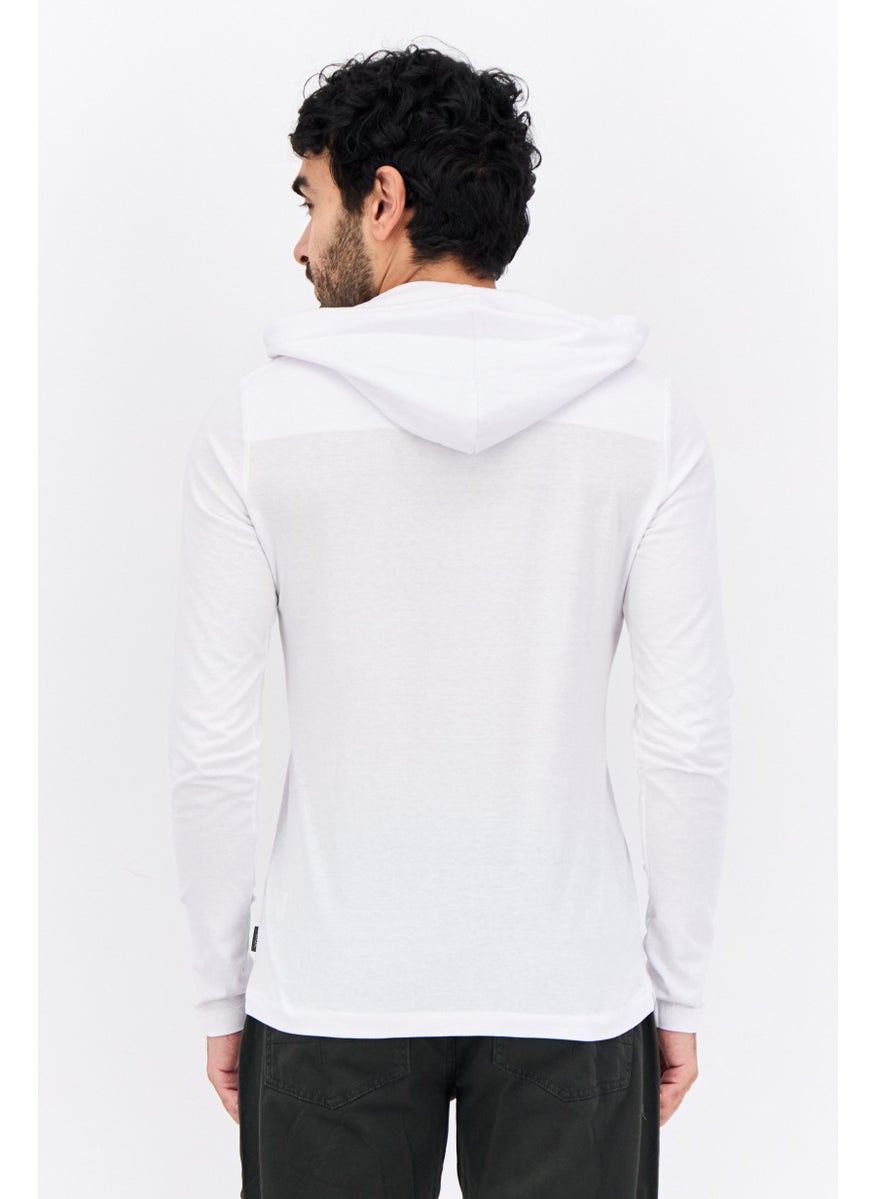 French Connection Men Hooded Embroidered Logo Long Sleeve Sweatshirt, White  - Image 3