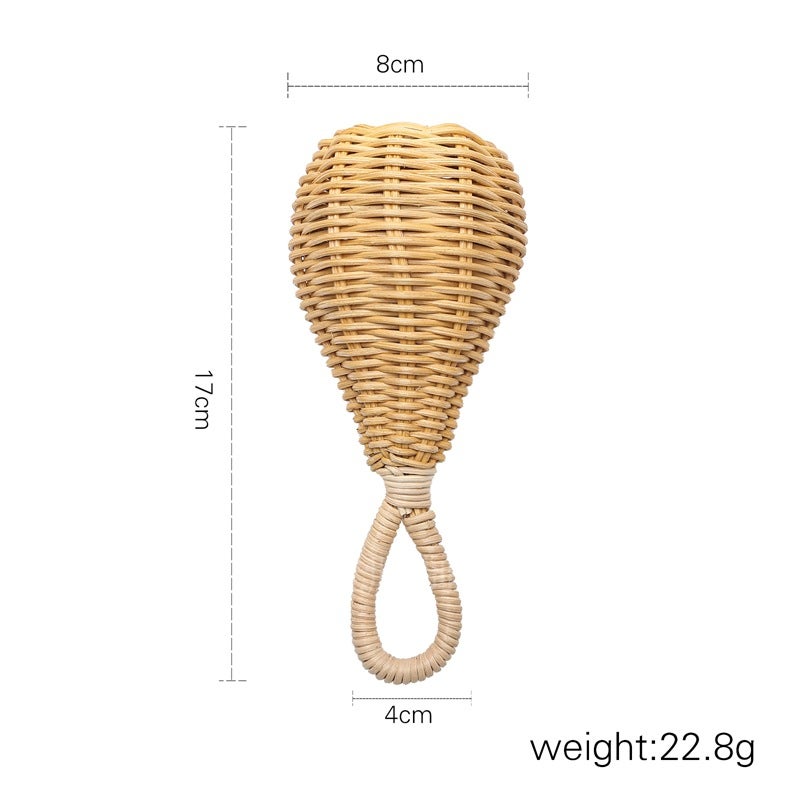 Cross-border new rattan hand rattles hand-woven pear-shaped baby rattles soothe baby's grip educational toys(Rattan hand bell) - Image 5