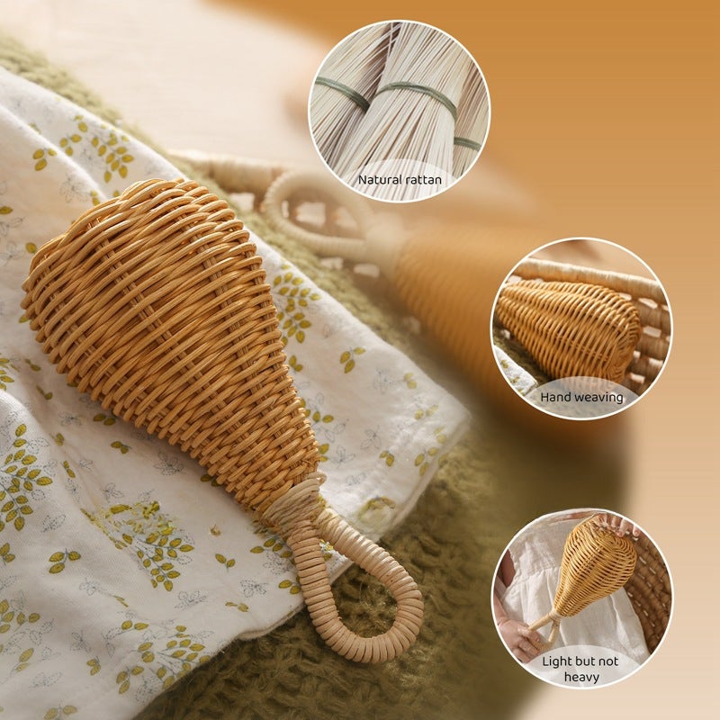 Cross-border new rattan hand rattles hand-woven pear-shaped baby rattles soothe baby's grip educational toys(Rattan hand bell) - Image 2