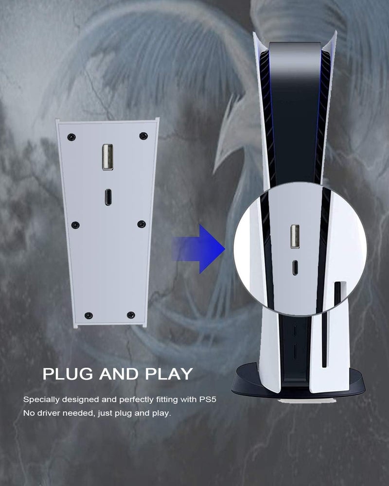 Megadream 5 Port USB Hub for PS5, High-Speed Expansion Hub Charger Splitter Adapter with 4 USB + 1 USB Charging Port + 1 Type C Port, Compatible with Playstation 5 Dualsence Game Console - Image 3