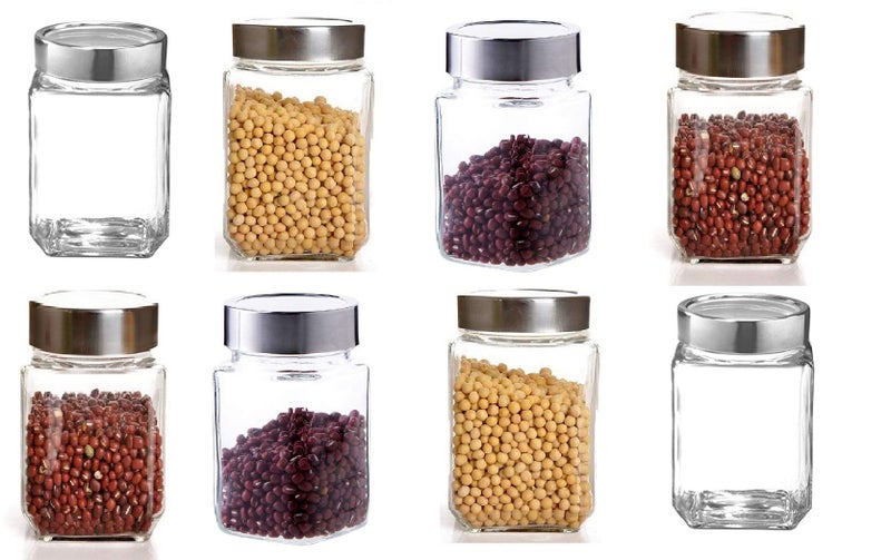 shreenath craft Glassware Cube Jar and containers 300ml or Kitchen Storage - Set of 6 - Image 1