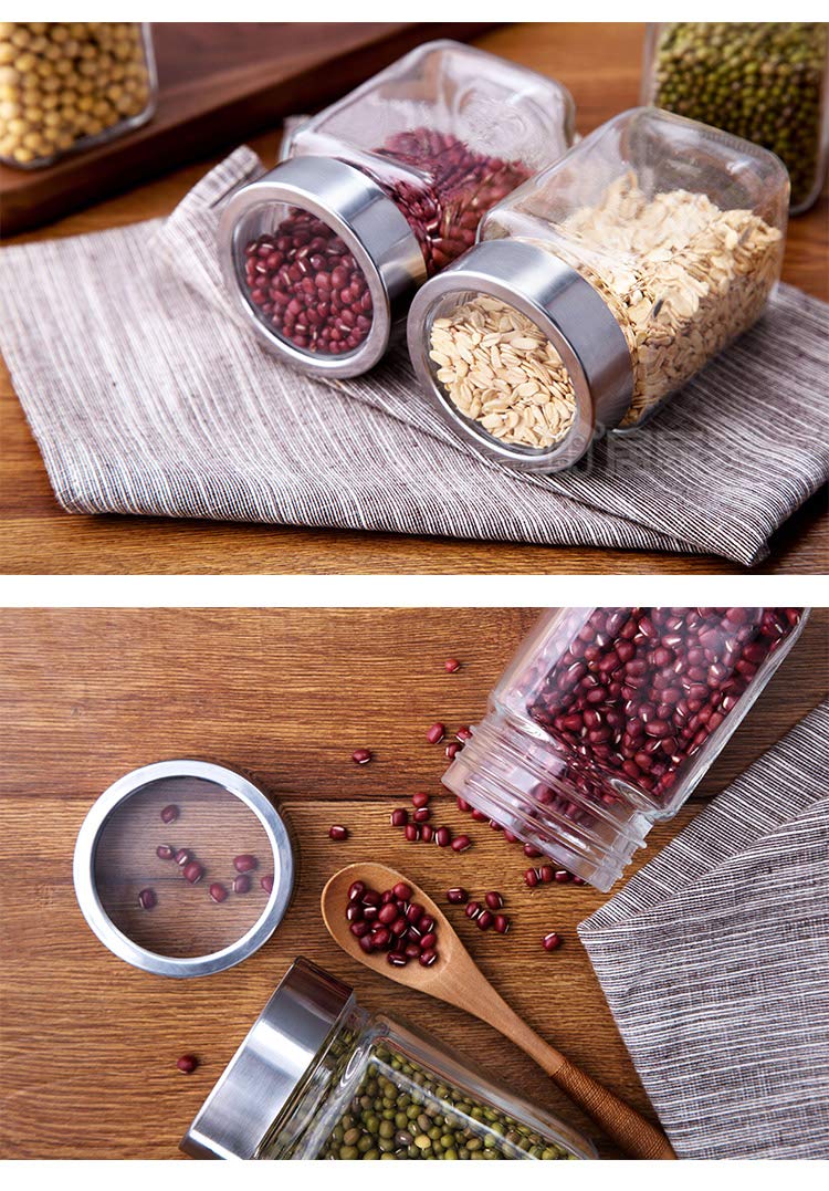 shreenath craft Glassware Cube Jar and containers 300ml or Kitchen Storage - Set of 6 - Image 4