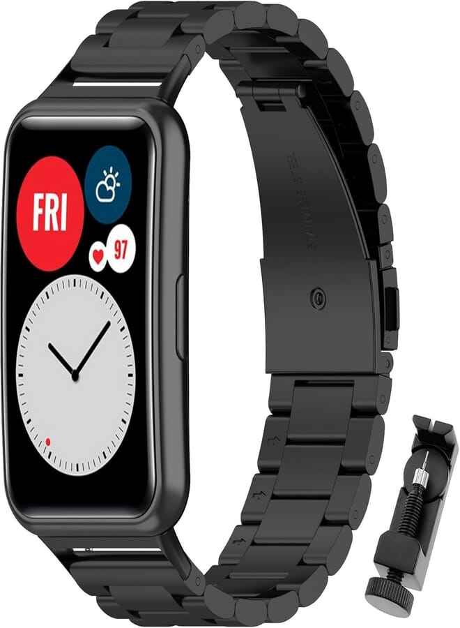 MIJOBS Bracelet Compatible with Huawei Watch Fit Adjustable Stainless Steel Watch Strap for Huawei Watch Fit Replacement Strap