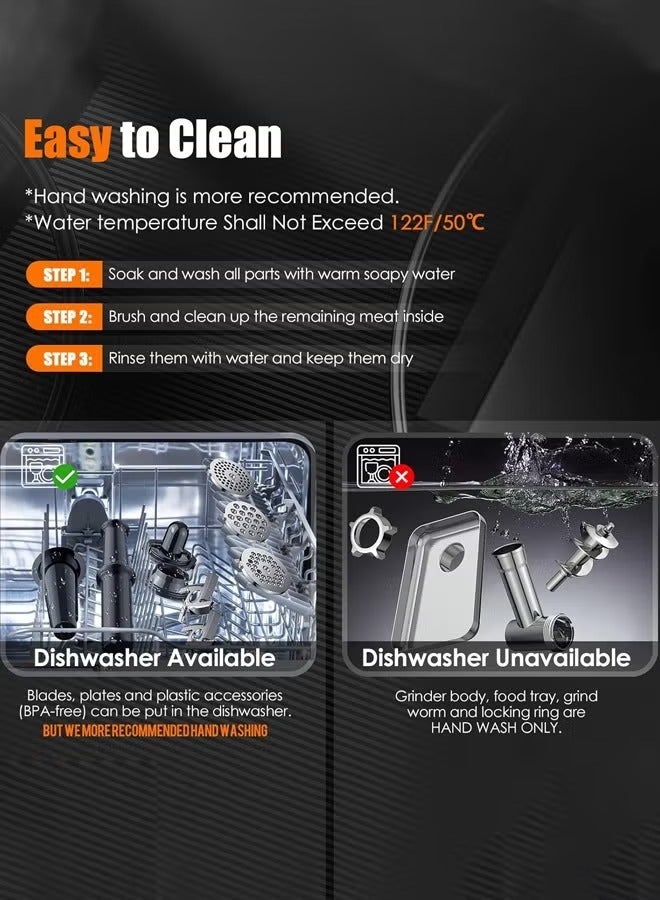 sokany Meat Grinder, Sausage Stuffer, 3200W Electric Meat Mincer with Stainless Steel Blades & 3 Grinding Plates & Sausage Stuffer Tube For Home Kitchen Use,SK-088,Silver - Image 4