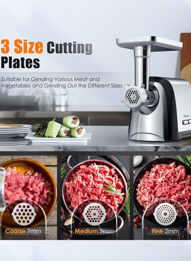 sokany Meat Grinder, Sausage Stuffer, 3200W Electric Meat Mincer with Stainless Steel Blades & 3 Grinding Plates & Sausage Stuffer Tube For Home Kitchen Use,SK-088,Silver - Image 5