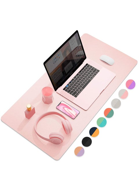COOLBABY Office Desk Pad, Ultra Thin Waterproof Gaming Mouse Pad, Dual Use Desk Writing Mat Extended Keyboard Pad(80*40 CM，Silver+Pink)