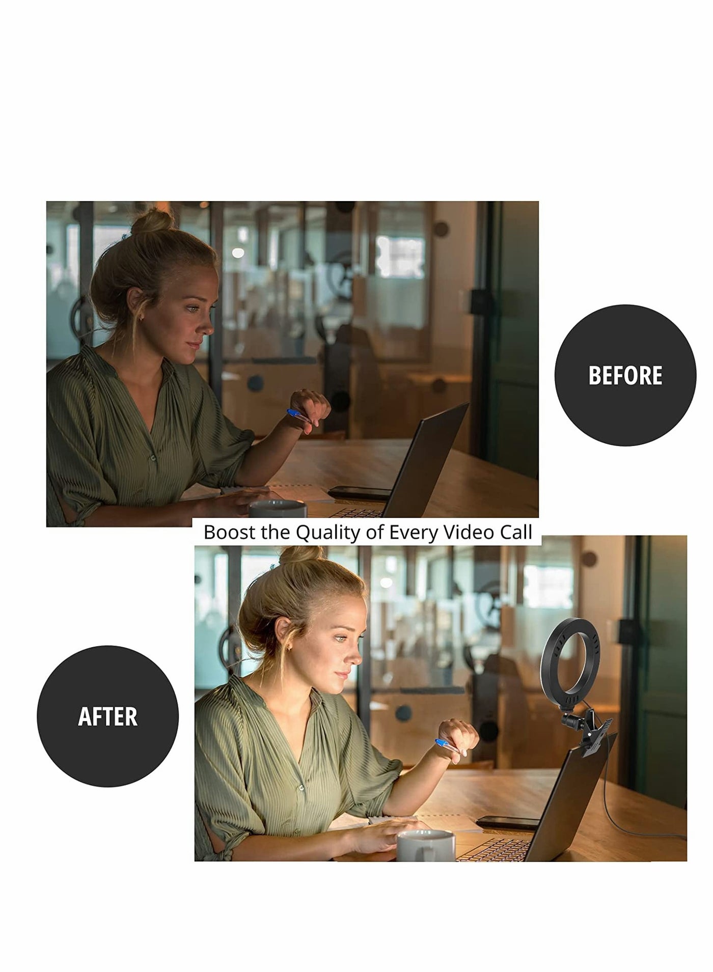 Video Conference Lighting LED Ring Light with 3 Modes 10 Level Dimming Ideal for Zoom Calls Live Streaming Online Teaching and Photography