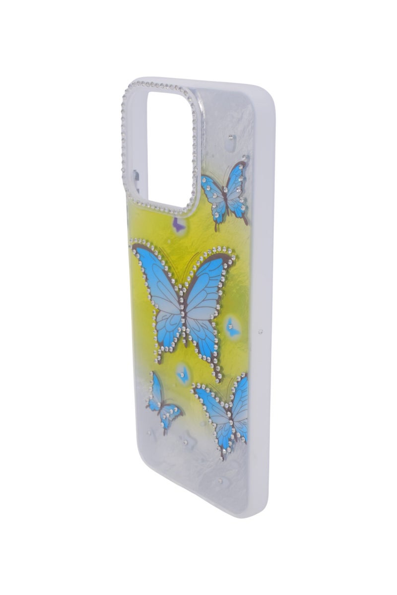 CFS TPU Butterflies and Rhinestones Back Cover Case For HONOR X7C - Yellow Blue - Image 2