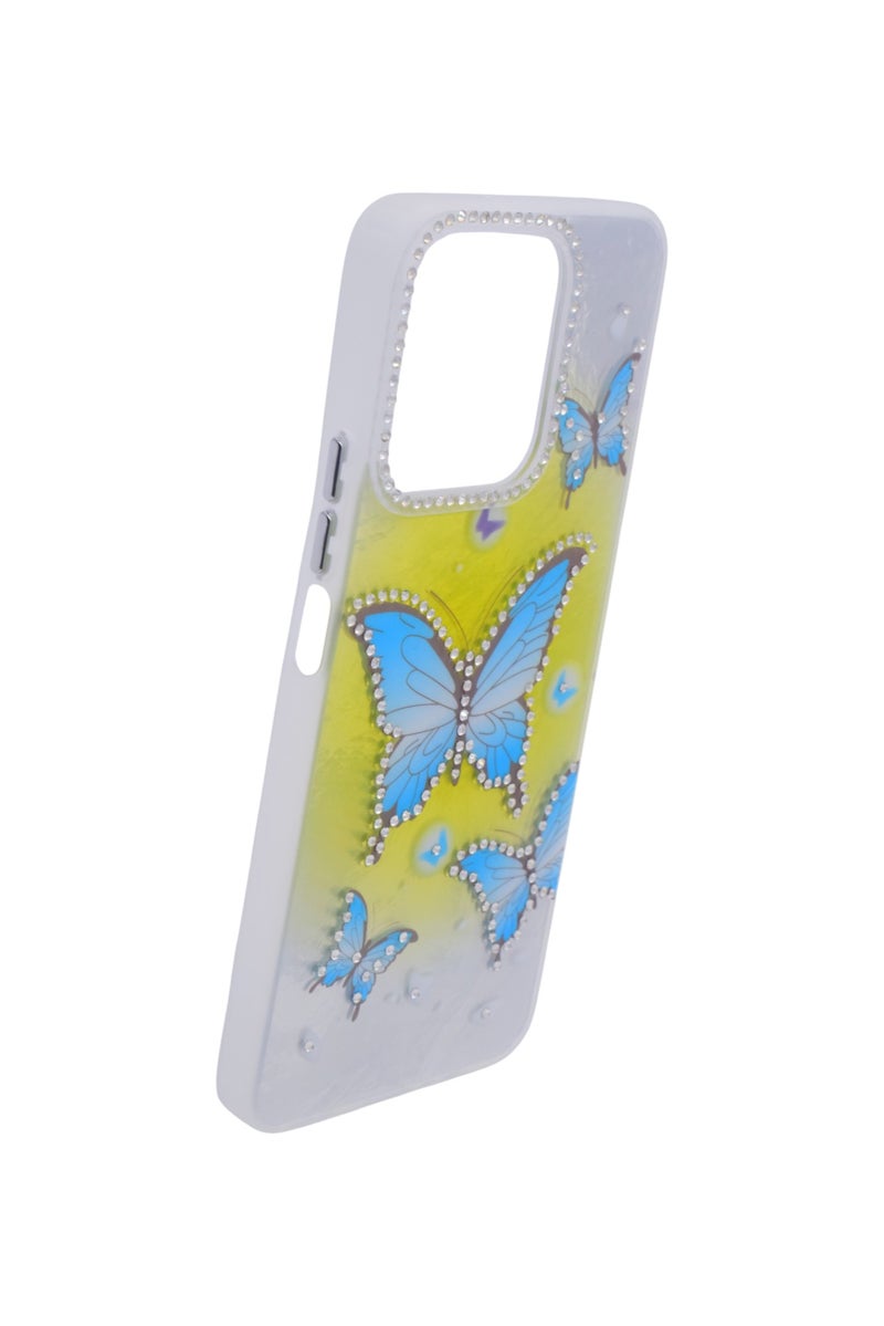 CFS TPU Butterflies and Rhinestones Back Cover Case For HONOR X7C - Yellow Blue - Image 3