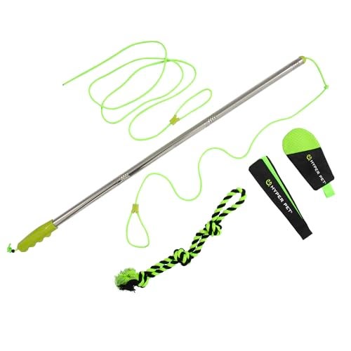 Hyper Pet Flirt Pole Interactive Training Dog Toy 365 Metal Pole with 45 Rope 3 Toy Attachments and Replacement Rope for All Breed Sizes - Image 1