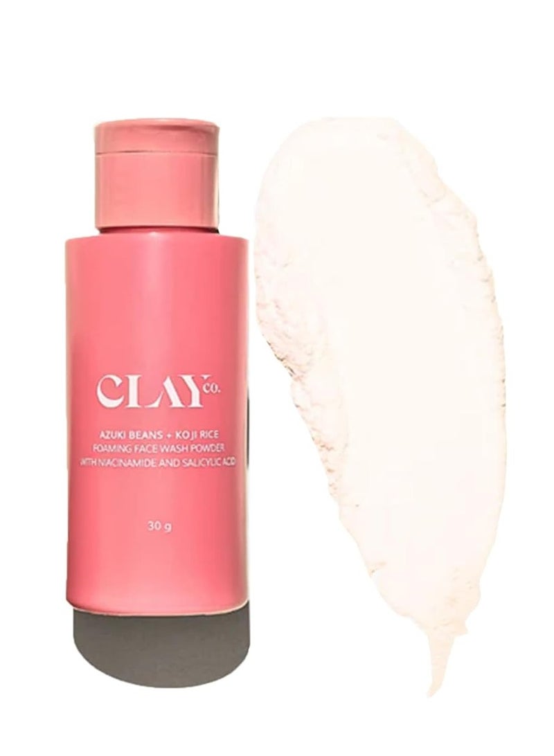 Clay Azuki Beans & Koji Rice Foaming Face Wash Powder | 0.2% Salicylic Acid | Brightening & Exfoliating Cleanser | Japanese Skincare | 30g - Image 1