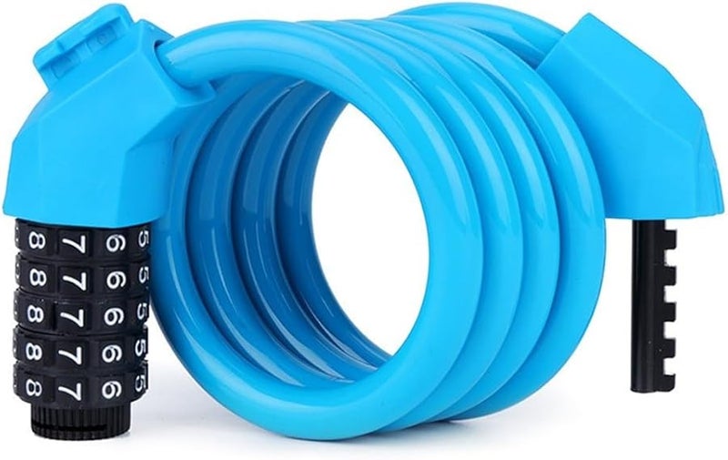 High Strength 5 Digit Combination Bike Lock 1 2m Blue For Reliable Security - Image 1