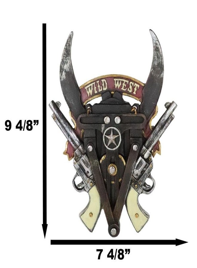 Ebros Gift Rustic Western Lone Star State Texas Wild West Cowboy Dual Revolver Pistol Guns Longhorns Western Star Badge Faux Wooden Wall Decor Plaque 9.5" High Figurine Decorative Accent - Image 2