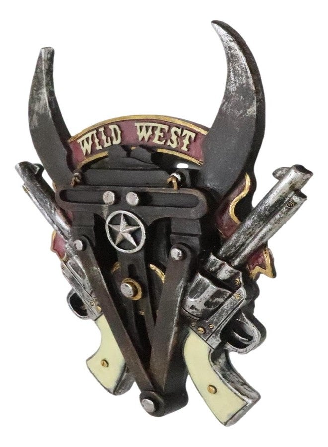 Ebros Gift Rustic Western Lone Star State Texas Wild West Cowboy Dual Revolver Pistol Guns Longhorns Western Star Badge Faux Wooden Wall Decor Plaque 9.5" High Figurine Decorative Accent - Image 4