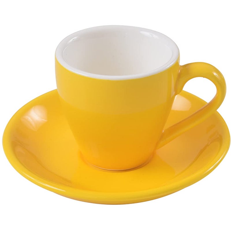 ionEgg Porcelain Espresso Cup with Saucer Espresso shot Cup 80ml27Oz Yellow