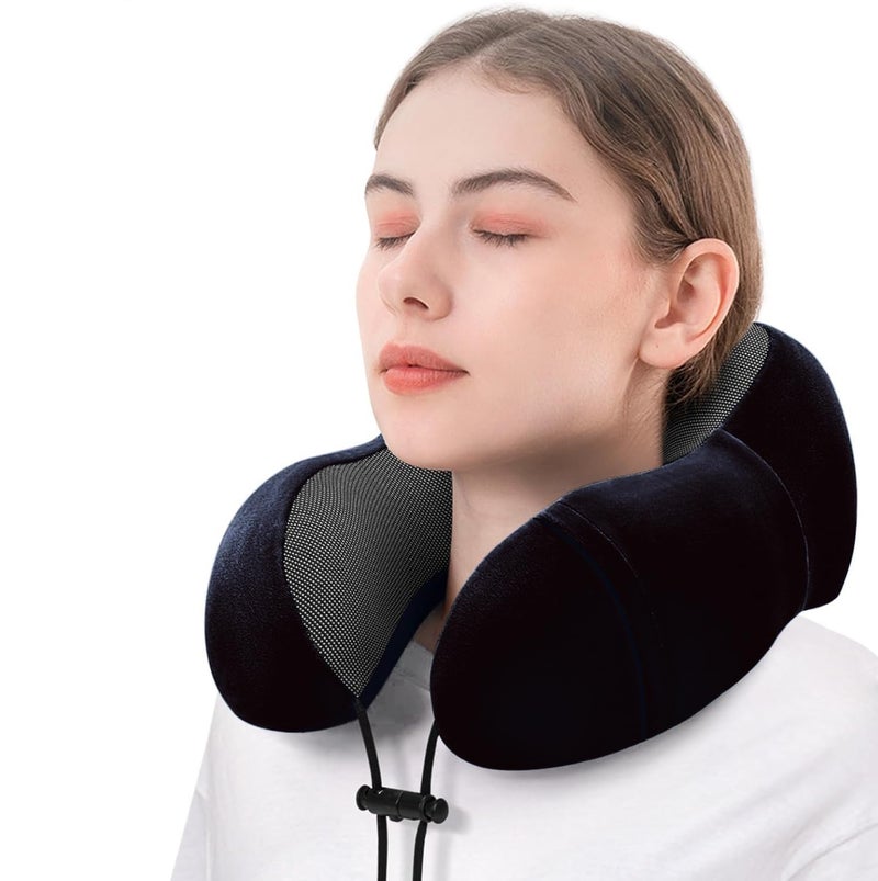Xpandio Neck Pillow for Travel Travel Pillow for Flights Travelling Accessories for Train Neck Support Pillow for Car Neck Rest for Sleeping Memory Foam Pillows for Men Woman Random Color