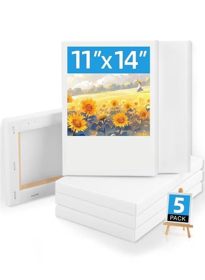 5 Pack 11*14 inch Canvas Boards for Painting, Blank Flat Canvas Panels Art Painting Supplies - Gesso Primed Cotton for Acrylic Oil Watercolor Tempera Paint - Image 1
