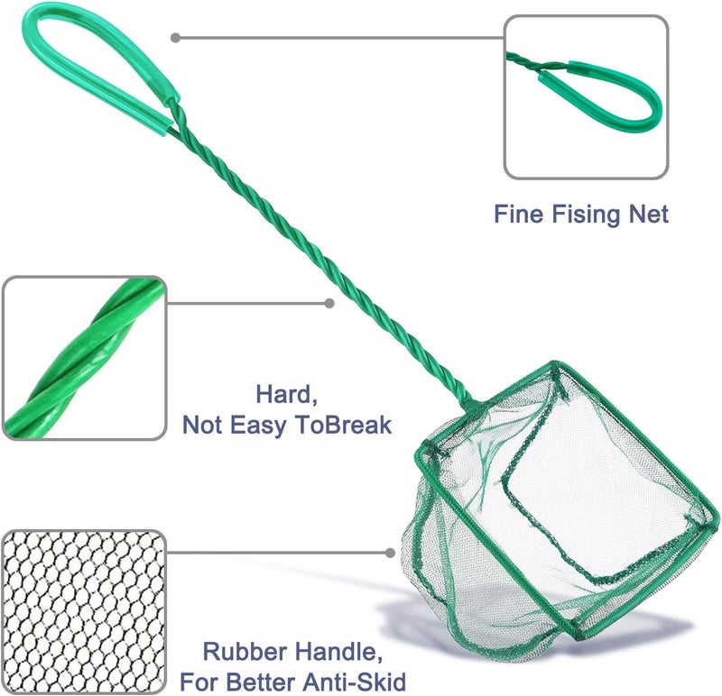 DSSPORT 2 Pack Aquarium Fish Nets, 4 Inch Small Mesh Fish Catch Nets with Plastic Handle Green (Pine Green) - Image 2