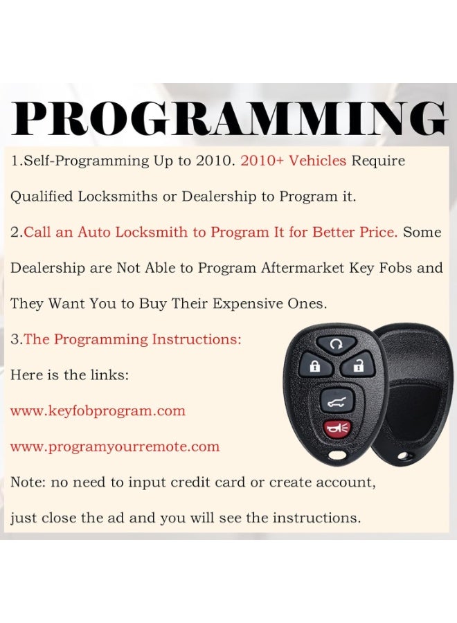 اكسيسن حزمة من 2 مفتاح تحكم عن بعد بدون مفتاح لسيارة Chevy Traverse 2007-2016 Tahoe Suburban GMC Acadia Yukon XL Buick Enclave Cadillac Escalade Saturn Outlook OUC60270 OUC60221 15913415 - Image 4