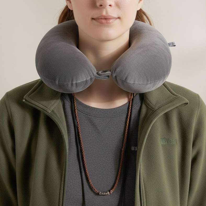 Trek Memory Foam Travel Pillow 30x30x9cm - Grey